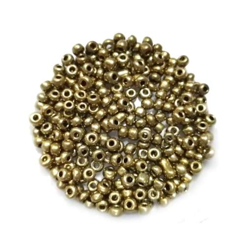 Beads / Glass  Seed Beads - 280pcs  - 4mm size 6 - antique gold / Beads for crafting