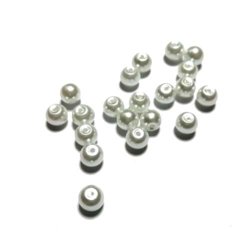 Beads / Glass Pearl Beads - 6mm  - pure white - 20pcs / Beads for crafting