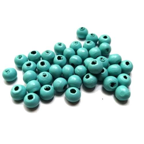Beads / Wood Beads - ocean blue- 40pcs - 8mm / Beads for crafting