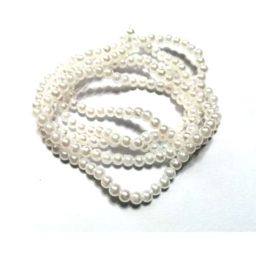 Beads / Acrylic Beads - 3mm -  200+ pcs - pearl white - 70cm String / Beads for crafting