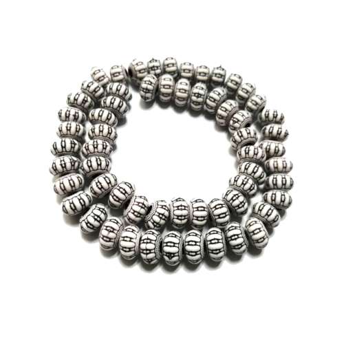 Beads / Acrylic Beads  -11x7mm -60 pcs - black-white -40cm String / Beads for crafting