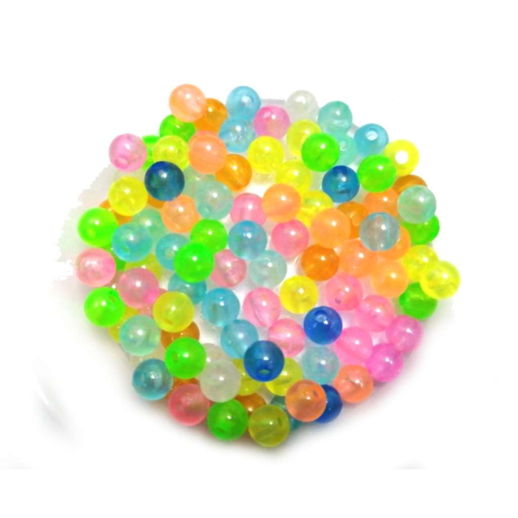 Beads / Acrylic Beads - 6mm balls-  100pcs - Glow in the Dark- color mix / Beads for crafting