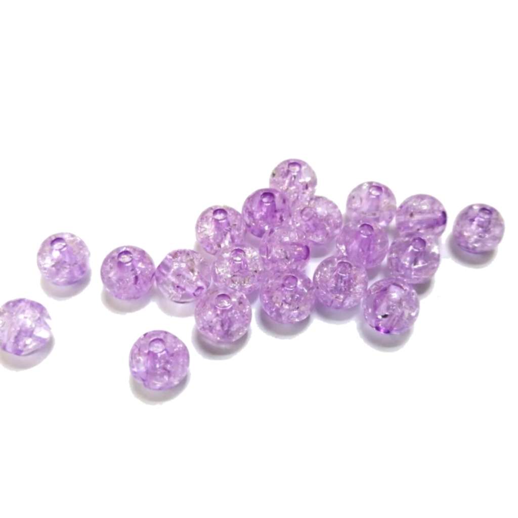 Beads / Acrylic Beads - 8mm -  20 pcs - purple - glass crackle optic / Beads for crafting