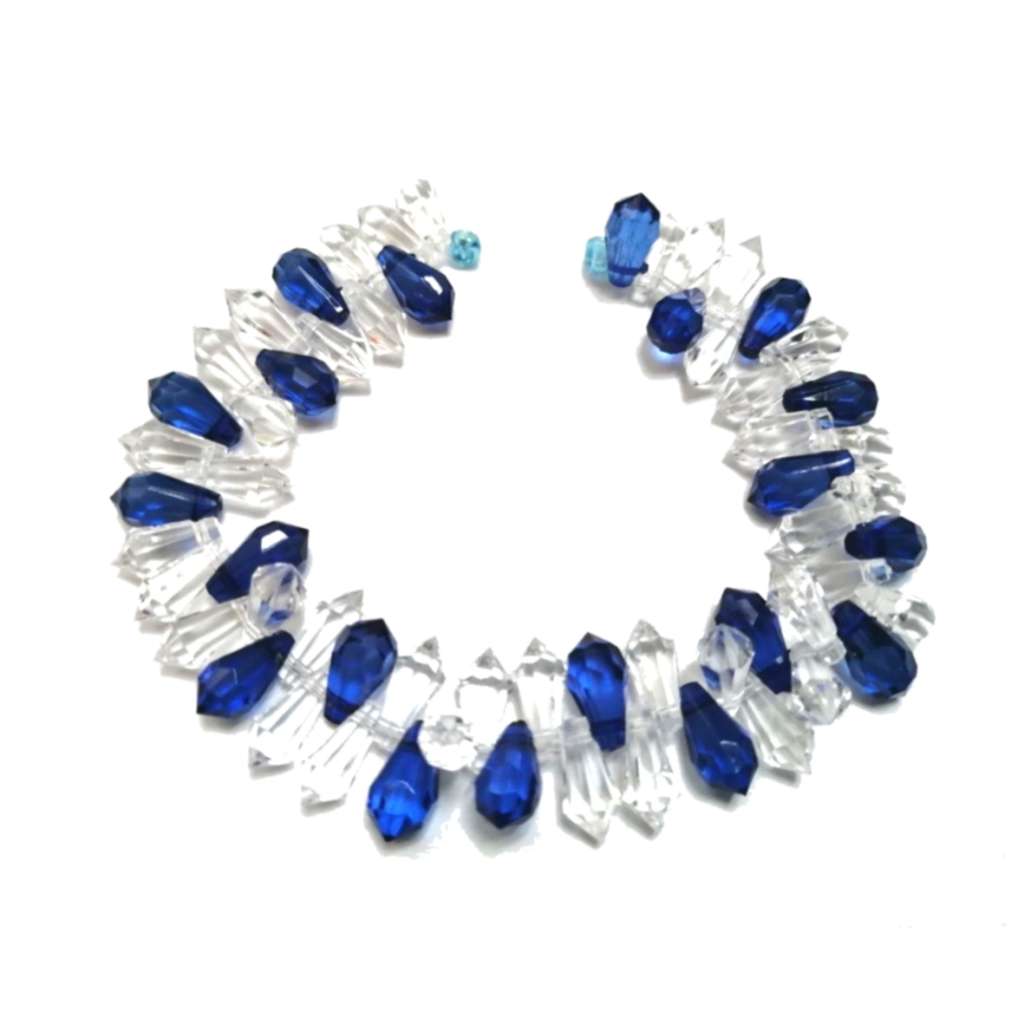 Beads / Acrylic Beads -11mm -60pcs-blue /clear drops-  -string 16cm / Beads for crafting