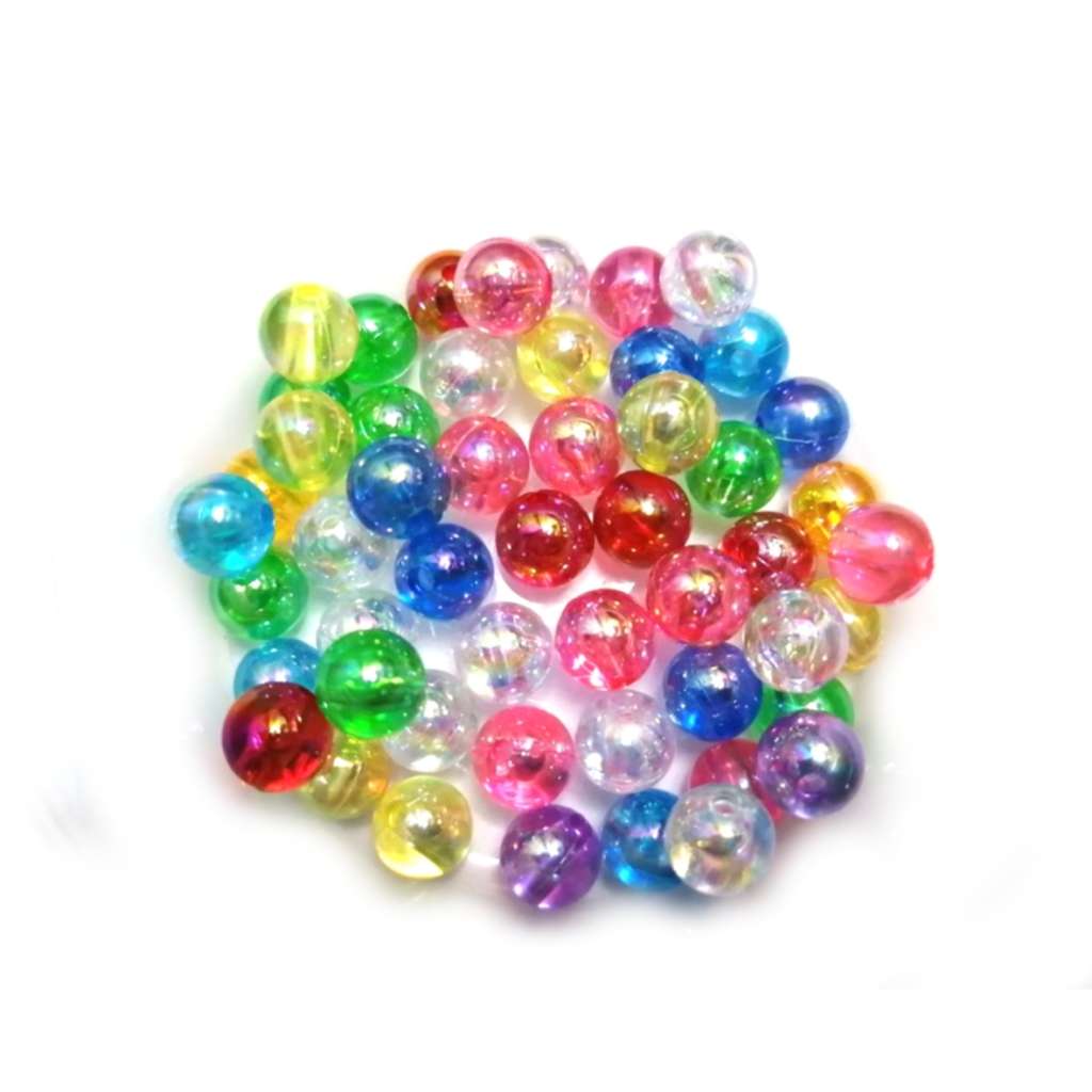 Beads / Acrylic Beads - 8mm -  50pcs - glossy glas optic -color mix - for jewellery crafting