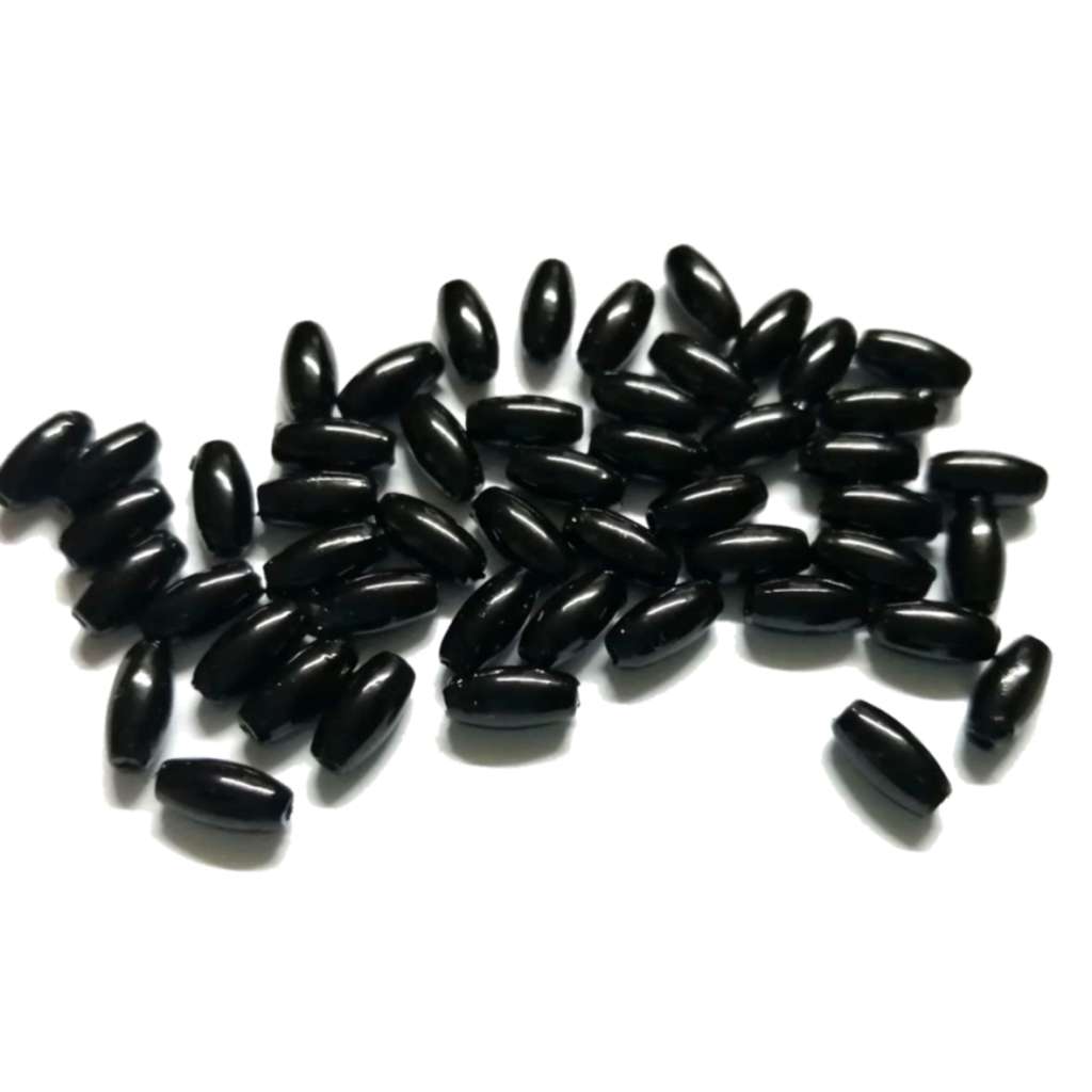 Beads / Acrylic Beads - 4x8mm -  250pcs - black - Rice Pearl - for jewellery crafting