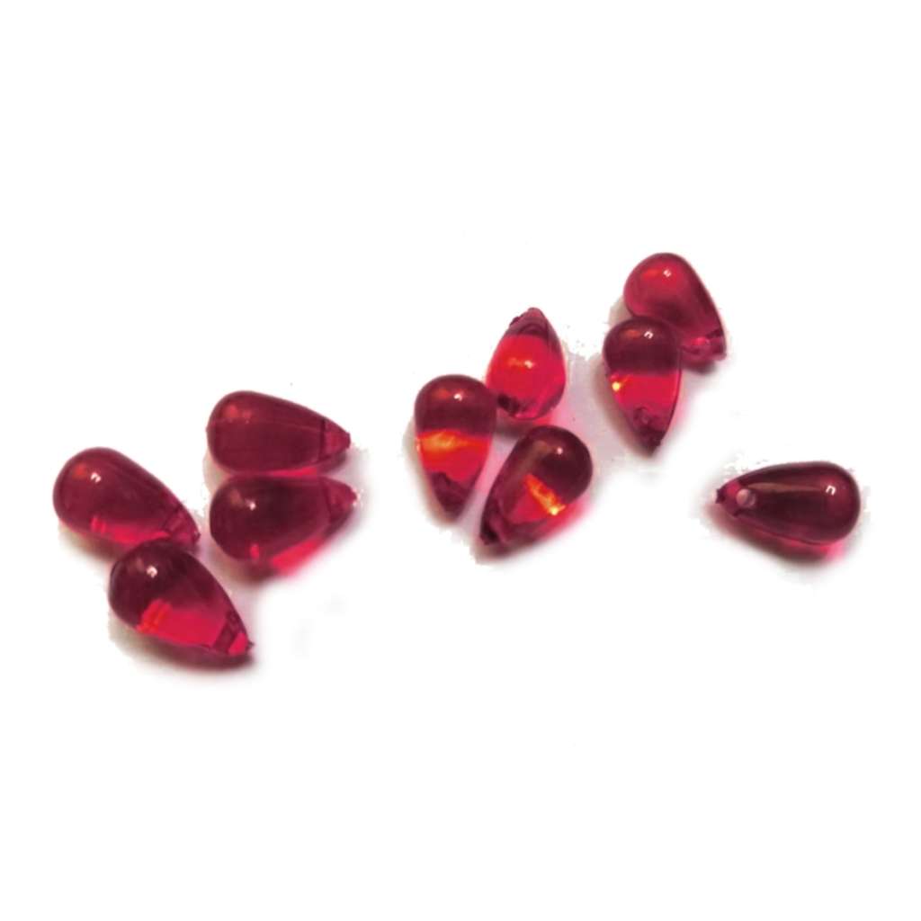 Beads / Acrylic Beads - 12mm -  10pcs -glass optic - red Drops - for jewellery crafting