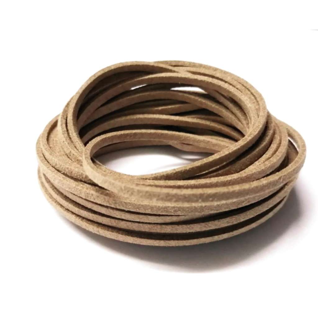 Suede Cord Microfiber Faux Leather 3mm flat -light brown - 5m PACK / Cords for crafting