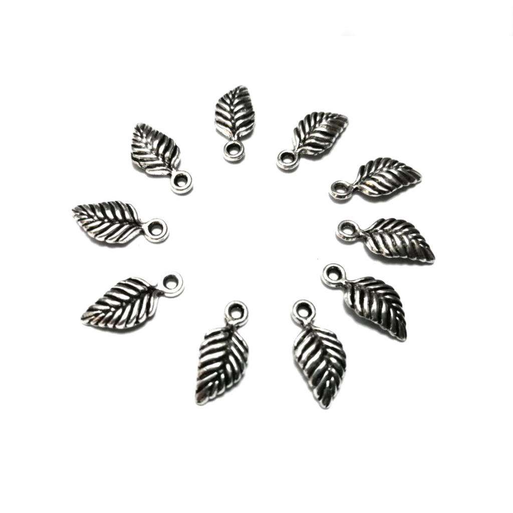 Pendants / Pendant - Silver Metal Leaves - 10pcs - 14x6mm / Pendants for crafting