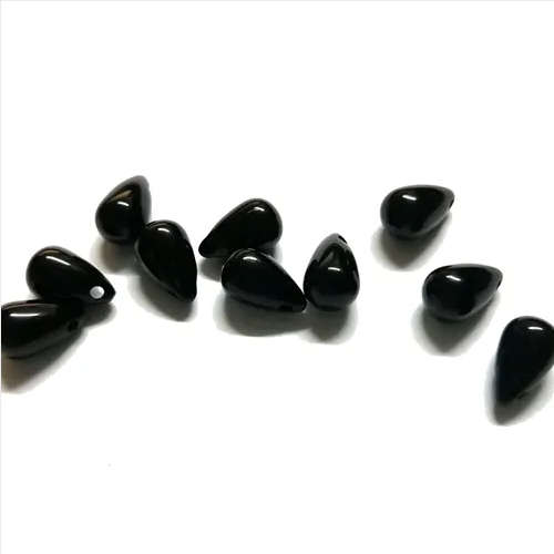 Beads /Savings pack- Acrylic Beads - 12mm -  50pcs -glass optic - black Drops/ Beads for crafting