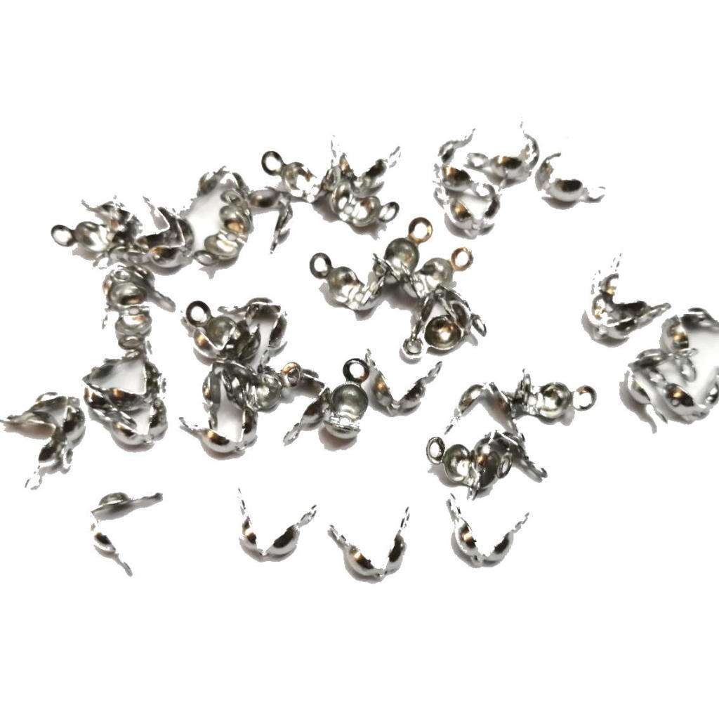 Beads / Calottes End Beads,  - 4mm - 50pcs - Rhodium color / Beads for crafting