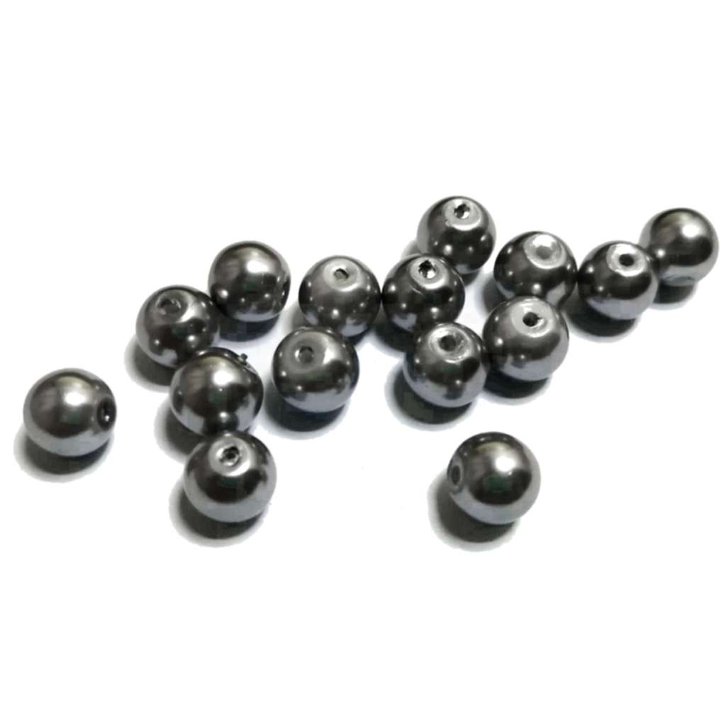 Beads / Glass Pearl Beads - 15pcs  -grey - 8mm - beads for crafting