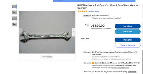 BMW vintage  10- 8 spanner