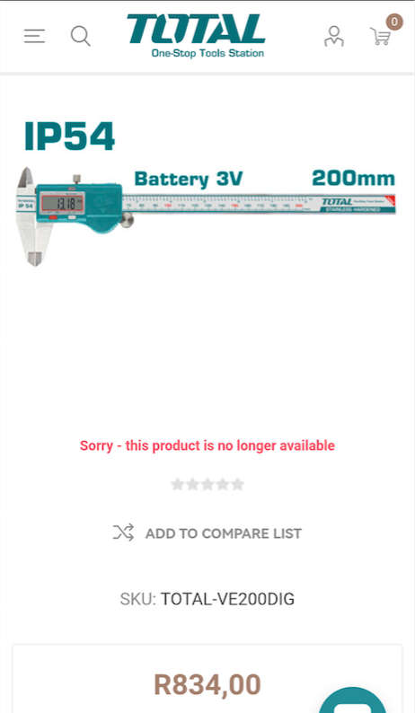 Digital Vernier 200mm Stainless Steel TOTAL TOOLS