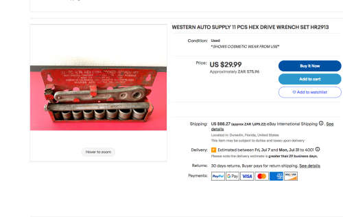 Rare Vintage 1950s Wrench Set. (Socket Set) USA