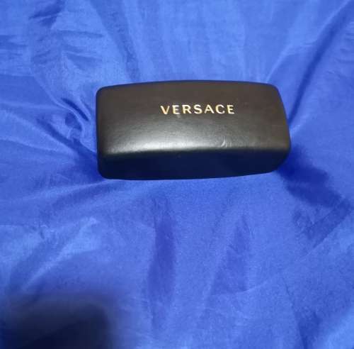 VERSACE LARGE BLACK CLAMSHELL SUNGLASSES CASE GOLD LETTERING