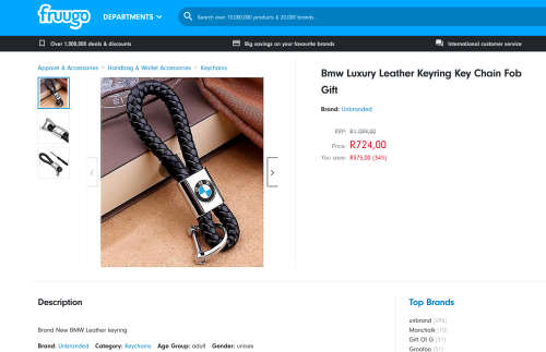 BMW Braided Rope Key Ring Keyholder, boxed