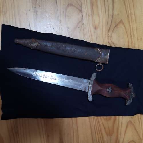 WW2 Antique Dagger Nazi SS with scabbard. SA Sturmabteilung (Storm Detachment) Blade Inscription !