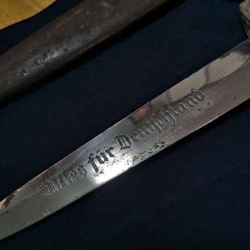 WW2 Antique Dagger Nazi SS with scabbard. SA Sturmabteilung (Storm Detachment) Blade Inscription !