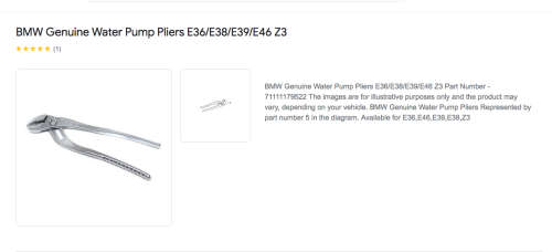 BMW Heyco Genuine Water Pump Pliers E36/E38/E39/E46 Z3