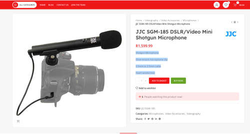JJC SGM-185 II Stereo Microphone for camera and interviews