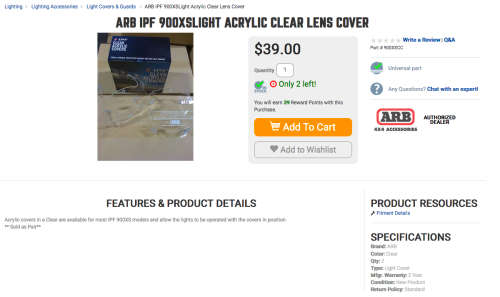 Foglight covers IPF By ARB 4X4 Accessories. Acrylic Original. Prevents stone chips and glass cracks