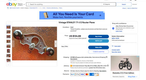 Vintage STANLEY 71-1/2 Router Plane. Made in USA. Excellent Condition