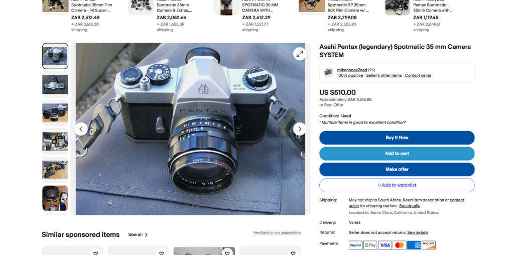 Pentax Asahi Spotmatic with zoom lens. Legendary Camera.