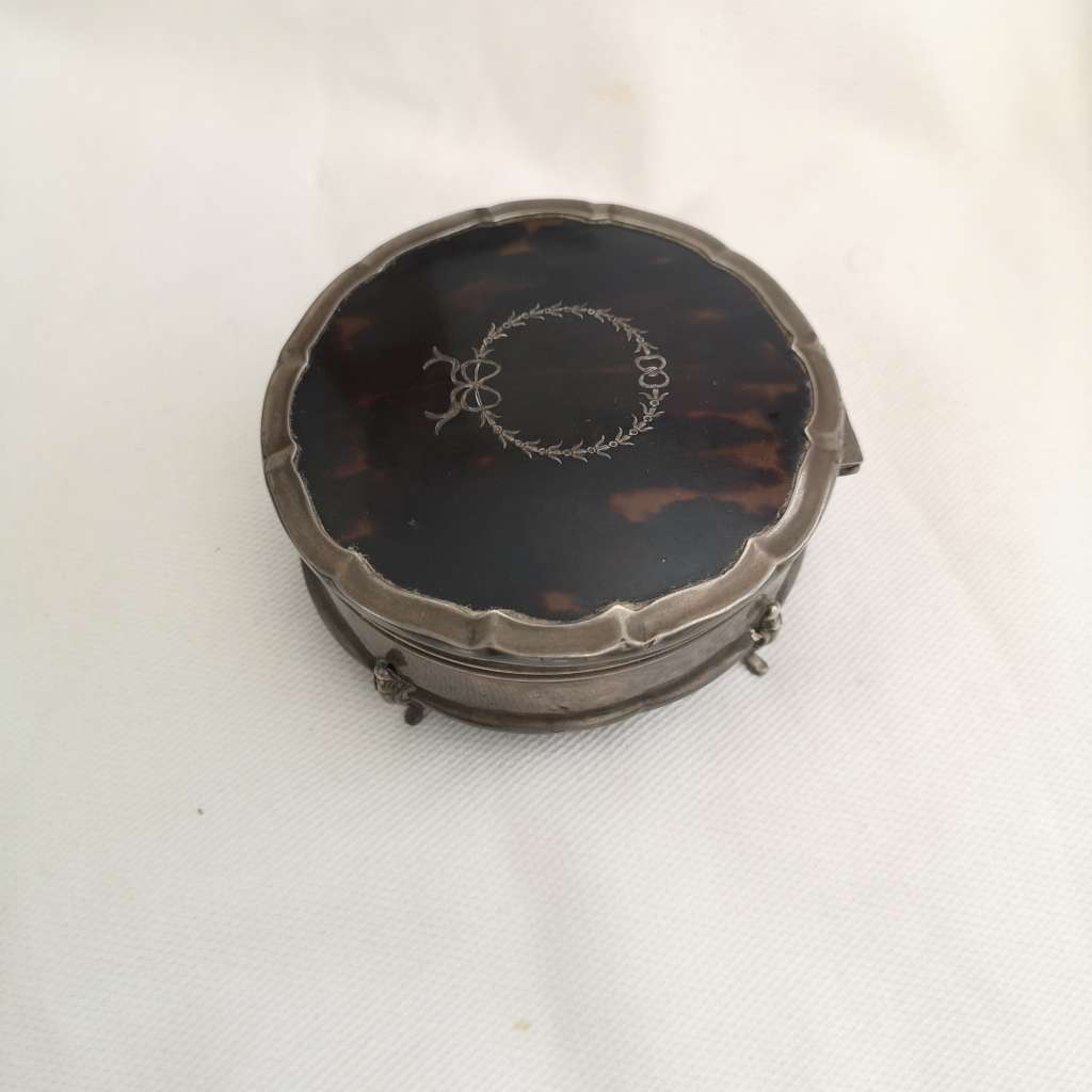 1920s Rare Find Sterling Silver Tortoiseshell Jewellery box