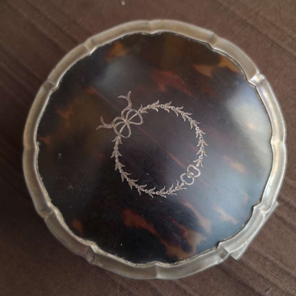 1920s Rare Find Sterling Silver Tortoiseshell Jewellery box