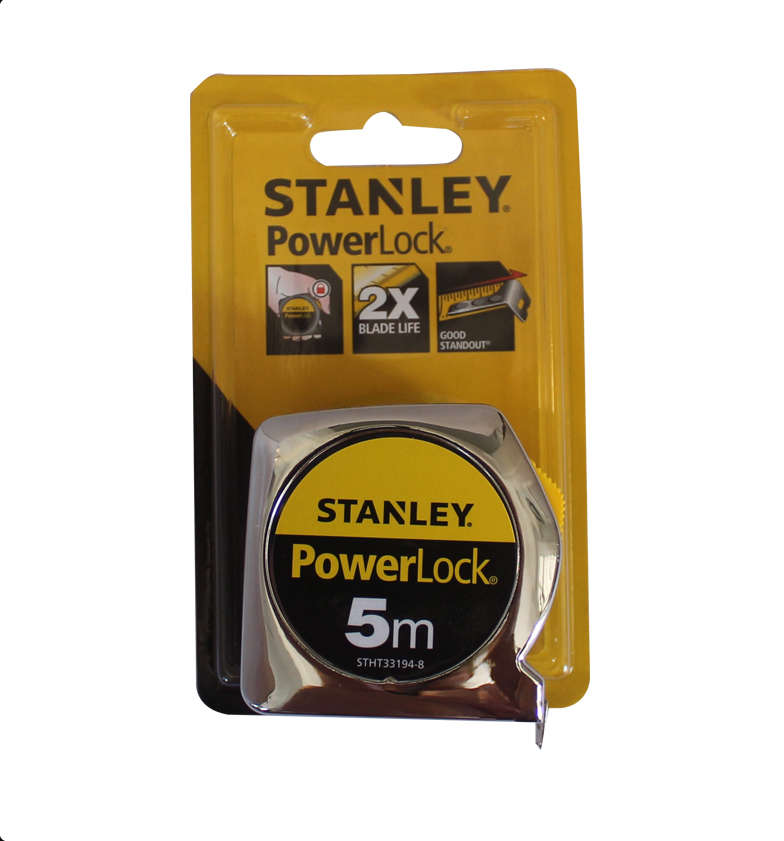 STANLEY Powerlock 5m Measuring tape. 2X Blade Life