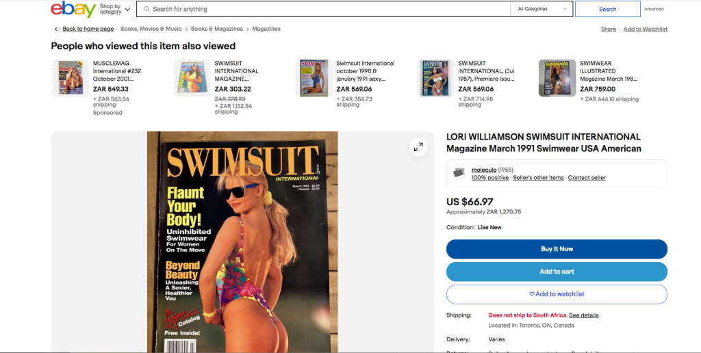 LORI WILLIAMSON SWIMSUIT INTERNATIONAL Magazine March 1991 Swimwear USA American