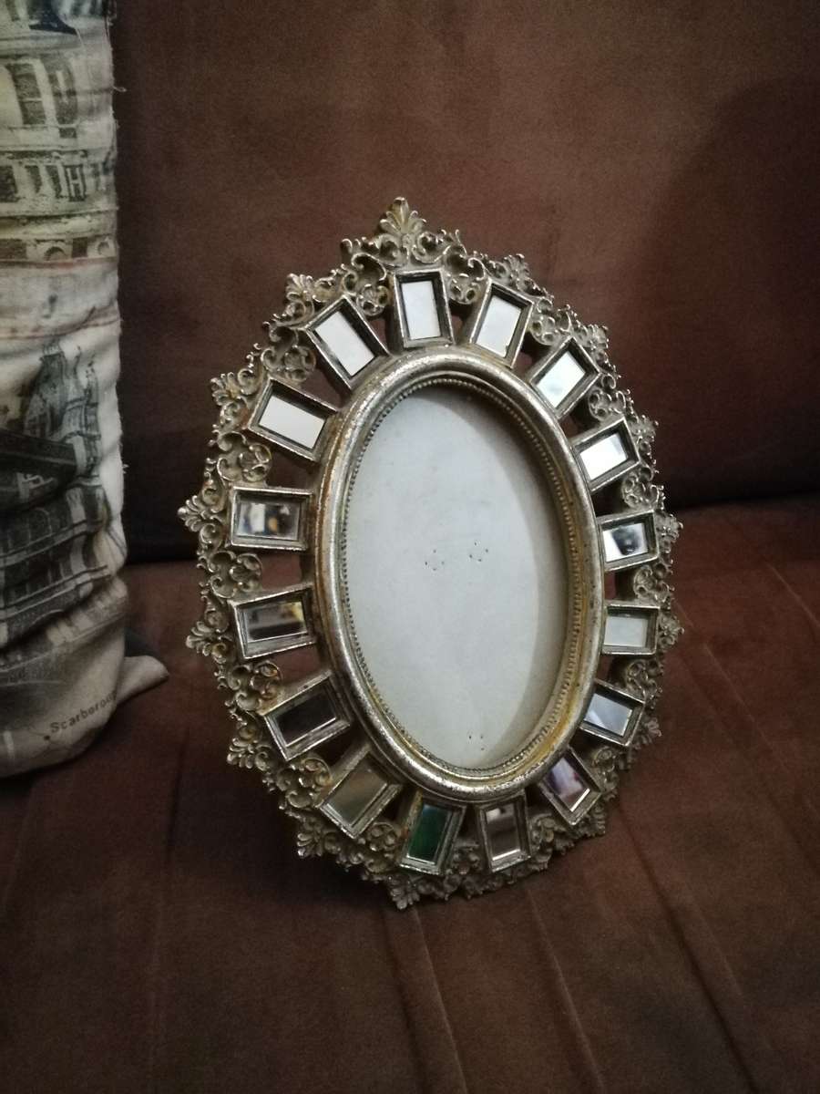 Ornate photo frame with mirror squares- Vintage