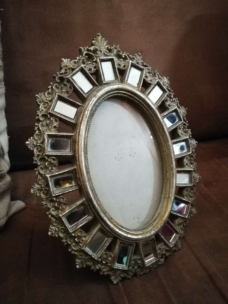 Ornate photo frame with mirror squares- Vintage