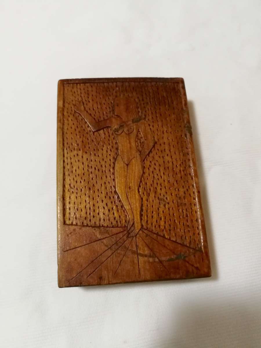 WW2 Italian Prisoners of War hand carved box with slide cover. 1940s when they were sent to SA