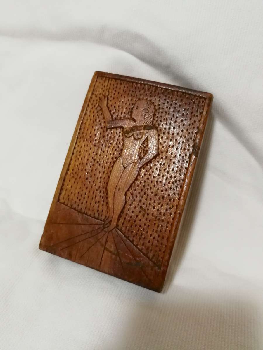 WW2 Italian Prisoners of War hand carved box with slide cover. 1940s when they were sent to SA