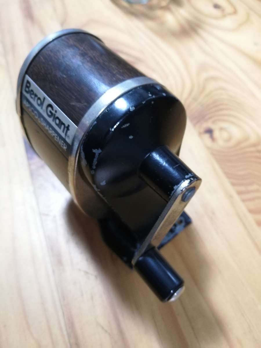 Vintage Berol Giant Apsco Pencil Sharpener ~ Faux Wood Grain ~ 6 Hole Used NICE