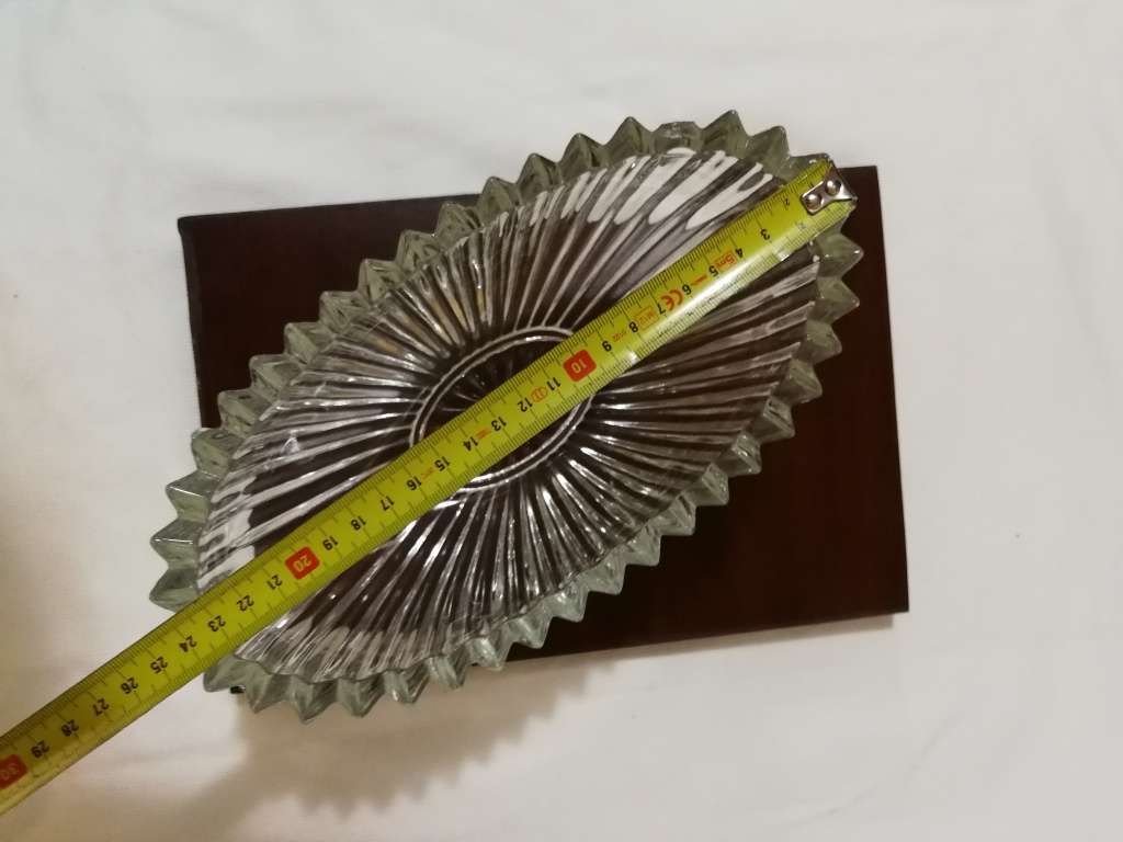 Vintage `Sowerby` heavy sawtooth ribbed glass fruit bowl