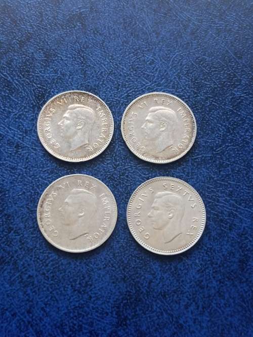 SA Three Pence Collection 1950 ef 1943 x 3 vf