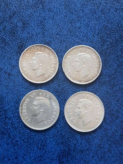 SA Three Pence Collection 1950 ef 1943 x 3 vf