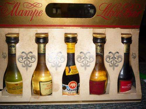 FIVE MINIATURES (MAMPE LIKOR-BAR) - UNOPENED - IN ORIGINAL PACKAGING