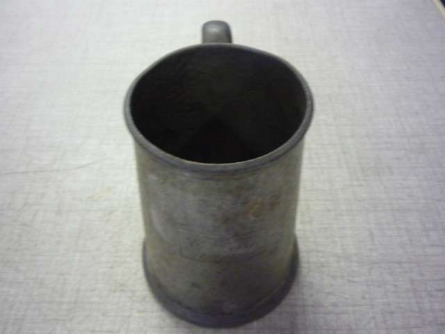 1950 PEWTER MUG - GLASS BOTTOM CRACKED