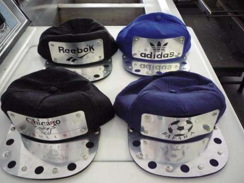 FOUR CAPS WITH METAL PEAK AND BADGE - BAFANA, REEBOK, ADIDAS + CHICAGO BULLS  - R15 THE LOT