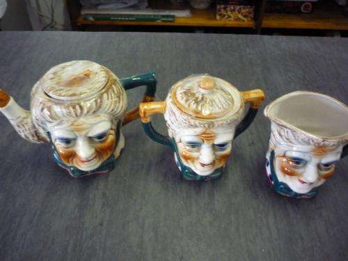 ANTIQUE TOBY JUG / SUGAR BOWL / TEA POT   -  DESIGN UNKNOWN