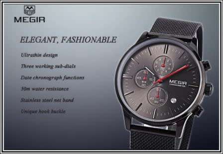 Exquisite Megir Chronograph Mens Watch