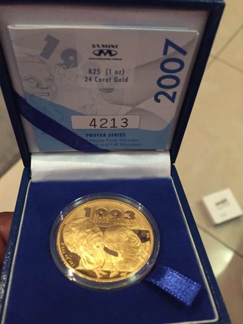 2007 Protea 1oz Gold 24 Carat | Nelson Mandela & FW De Klerk