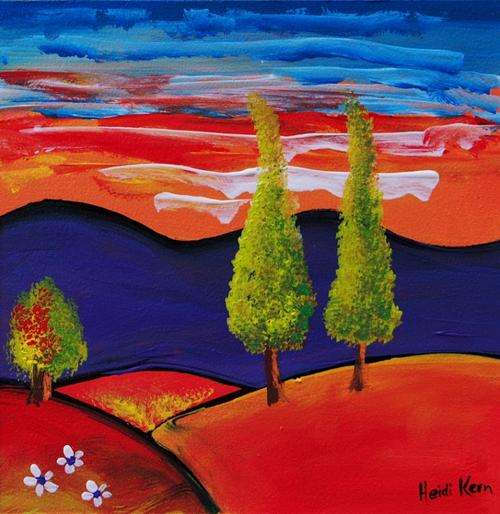 **Two Tall Trees** 20cm x 20cm - by SA artist Heidi Kern