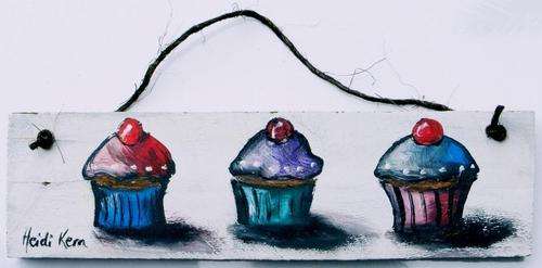 Cupcakes  - 30cm x 9cm x 2cm - by SA artist Heidi Kern