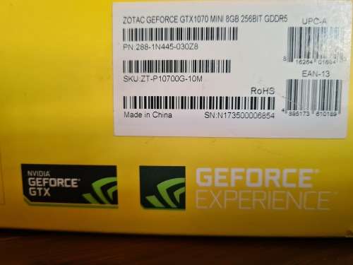 ZOTAC GTX 1070 8G MINI 256BIT GDDR5