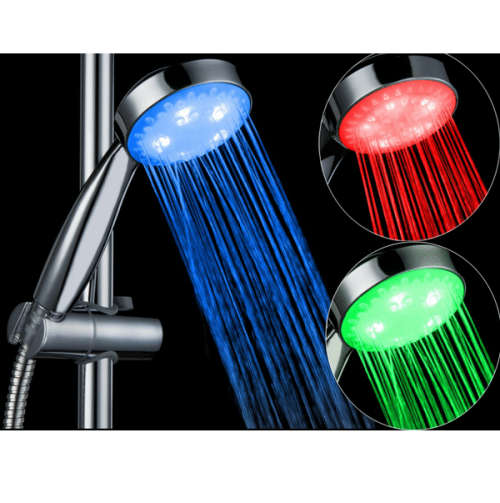 LED Light Round Rain Shower Head Stainless Steel